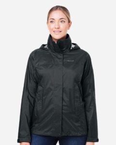 Marmot M15866 Women’s PreCip® Eco Packable Rain Jacket – Black (on model)