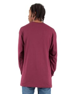 Shaka Wear SHALS Unisex Active Long Sleeve Tee – Burgundy (on model back)