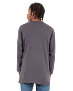Shaka Wear SHALS Unisex Active Long Sleeve Tee – Charcoal Grey Heather (on model back)