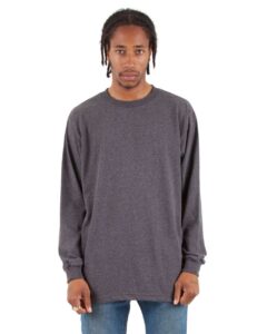 Shaka Wear SHALS Unisex Active Long Sleeve Tee – Charcoal Grey Heather (on model)