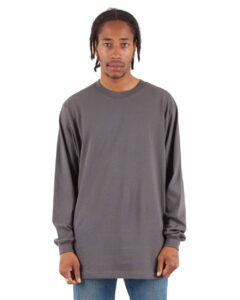 Shaka Wear SHALS Unisex Active Long Sleeve Tee – Dark Grey (on model)