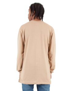 Shaka Wear SHALS Unisex Active Long Sleeve Tee – Khaki (on model back)