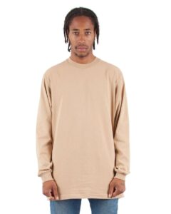 Shaka Wear SHALS Unisex Active Long Sleeve Tee – Khaki (on model)