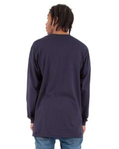 Shaka Wear SHALS Unisex Active Long Sleeve Tee – Navy (on model back)