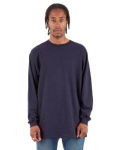 Shaka Wear SHALS Unisex Active Long Sleeve Tee – Navy (on model)