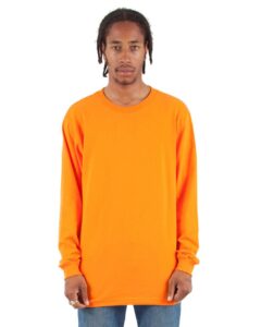 Shaka Wear SHALS Unisex Active Long Sleeve Tee – Orange (on model)