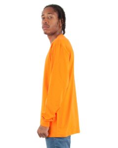 Shaka Wear SHALS Unisex Active Long Sleeve Tee – Orange (on model side)