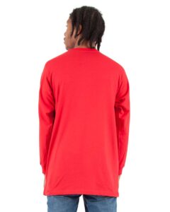 Shaka Wear SHALS Unisex Active Long Sleeve Tee – Red (on model back)