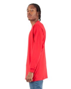 Shaka Wear SHALS Unisex Active Long Sleeve Tee – Red (on model side)