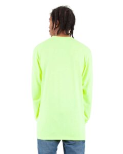 Shaka Wear SHALS Unisex Active Long Sleeve Tee – Safety Green (on model back)