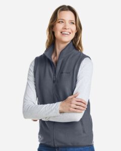 Marmot M15779 Women’s M2 Rocklin Vest – Steel Onyx (on model side)