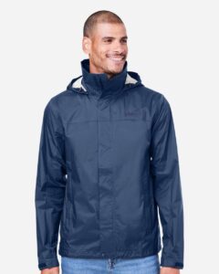 Marmot M15881 Men’s PreCip® Eco Packable Rain Jacket – Arctic Navy (on model)