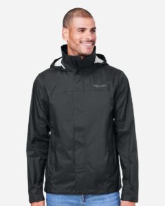Marmot M15881 Men’s PreCip® Eco Packable Rain Jacket – Black (on model)