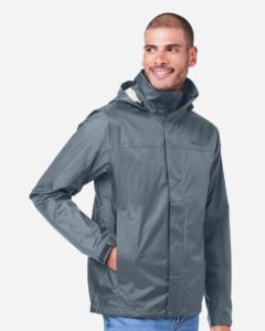 Marmot M15881 Men’s PreCip® Eco Packable Rain Jacket – Steel Onyx (on model side)
