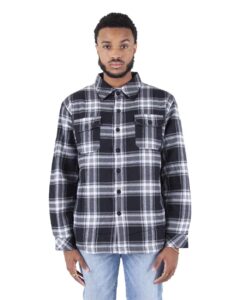 Shaka Wear SHPFJ Unisex Plaid Jacket – Black (on model)