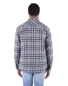 Shaka Wear SHPFJ Unisex Plaid Jacket – Dark Grey (on model back)
