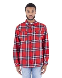 Shaka Wear SHPFJ Unisex Plaid Jacket – Red (on model)