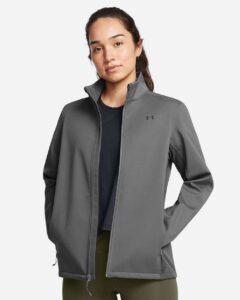 Under Armour 1371594 Women’s ColdGear® Infrared Shield 2.0 Jacket – Castlerock/ Black (on model)