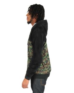 Shaka Wear SHWBJ Unisex Windbreaker Jacket – Black/ Camo Green (on model side)