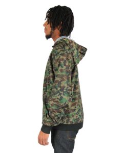 Shaka Wear SHWBJ Unisex Windbreaker Jacket – Camo Green (on model side)