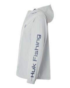 HUK H400159 Men’s Storm Rain Jacket – Harbor Mist (side)