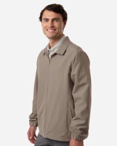 Adidas A714 Men’s Lifestyle Full-Zip Jacket – Putty Beige (on model side)