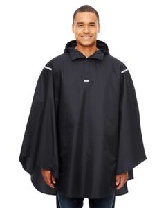 Team 365 TT71 Unisex Zone Protect Packable Poncho – Black (on model)