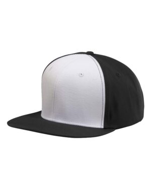 Big Accessories BA516 Flat Bill Cap – Black/ White (side)