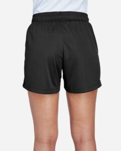 Team 365 TT11SHW Women’s Zone Performance Shorts – Black (on model back)