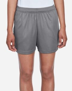 Team 365 TT11SHW Women’s Zone Performance Shorts – Sport Graphite (on model)