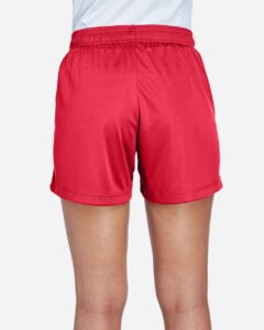 Team 365 TT11SHW Women’s Zone Performance Shorts – Sport Red (on model back)