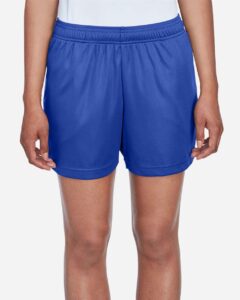 Team 365 TT11SHW Women’s Zone Performance Shorts – Sport Royal (on model)