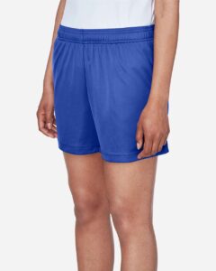 Team 365 TT11SHW Women’s Zone Performance Shorts – Sport Royal (on model side)