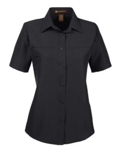 Harriton M580W Women’s Key West Short Sleeve Performance Staff Shirt – Black