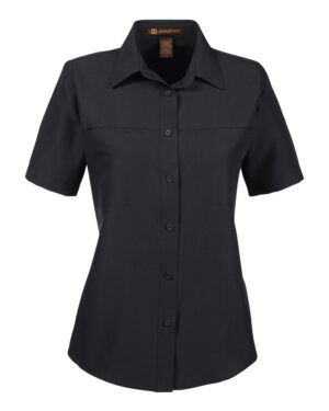 Harriton M580W Women’s Key West Short Sleeve Performance Staff Shirt – Black