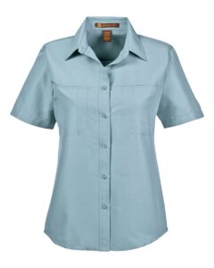 Harriton M580W Women’s Key West Short Sleeve Performance Staff Shirt – Cloud Blue
