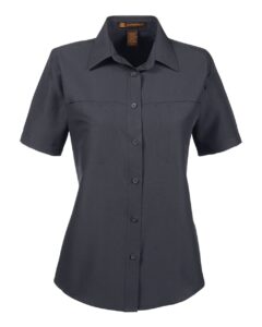 Harriton M580W Women’s Key West Short Sleeve Performance Staff Shirt – Dark Charcoal