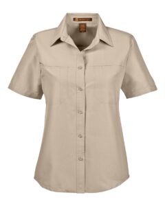 Harriton M580W Women’s Key West Short Sleeve Performance Staff Shirt – Khaki