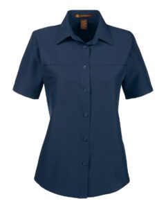 Harriton M580W Women’s Key West Short Sleeve Performance Staff Shirt – Navy