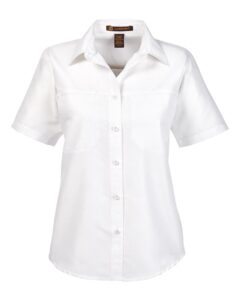 Harriton M580W Women’s Key West Short Sleeve Performance Staff Shirt – White