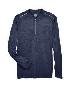 CORE365 CE401 Men’s Kinetic Performance Quarter-Zip Pullover – Classic Navy Heather/ Carbon