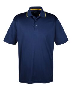 UltraClub 8406 Men’s Cool & Dry Sport Two-Tone Polo – Navy/ Gold
