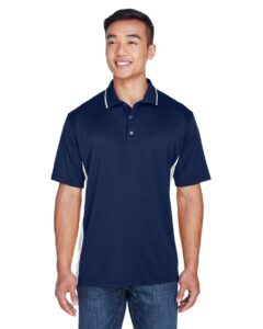 UltraClub 8406 Men’s Cool & Dry Sport Two-Tone Polo – Navy/ White (on model)