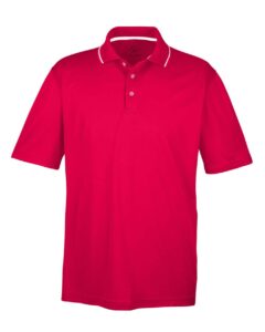 UltraClub 8406 Men’s Cool & Dry Sport Two-Tone Polo – Red/ White