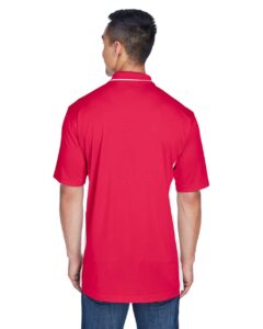 UltraClub 8406 Men’s Cool & Dry Sport Two-Tone Polo – Red/ White (on model back)