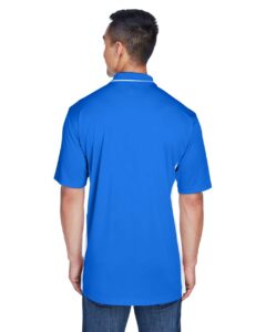 UltraClub 8406 Men’s Cool & Dry Sport Two-Tone Polo – Royal/ White (on model back)