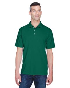 UltraClub 8445 Men’s Cool & Dry Stain-Release Performance Polo – Forest Green (on model)