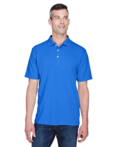 UltraClub 8445 Men’s Cool & Dry Stain-Release Performance Polo – Royal (on model)