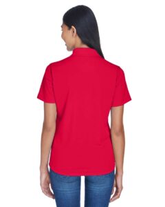 UltraClub 8445L Women’s Cool & Dry Stain-Release Performance Polo – Red (on model back)