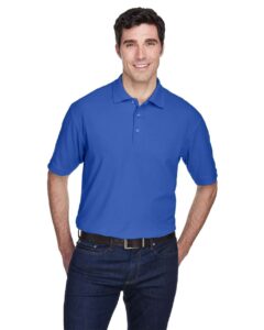 UltraClub 8540 Men’s Whisper Piqué Polo – Royal (on model)